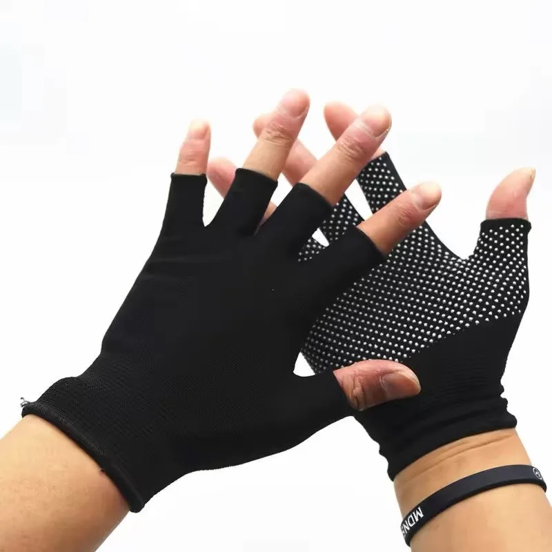 1 Pairs Mens Unisex Sunscreen Fingerless Gloves Breathable Sports Gloves Nylon Work Gloves Non-slip Cycling Driving Gloves