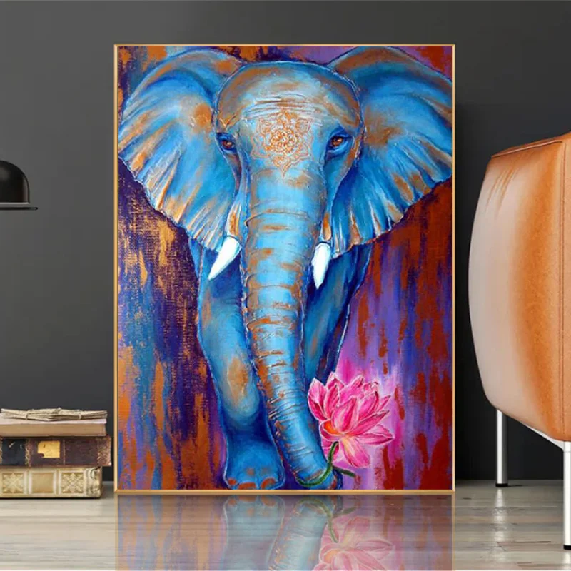 Elephant Diamond Painting Animal Full Round Drill Resin Embroidery DIY Craft Picture Cross Stitch Kit Wall Art Home Decor Gift