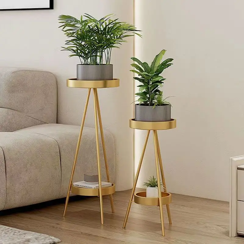 TV cabinet green plant living room flower stand single wrought iron balcony floor-to-ceiling shelf green dill flower pot bracket