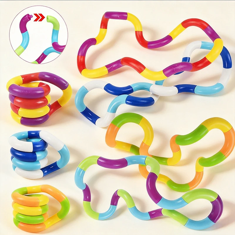 Juguete Antiestrés Flexible y Retorcible Tangle Fidget, Entrenamiento de Coordinación Mano-Ojo, Juguete Relajante para Aliviar la Ansiedad, para el TDAH y el Autismo