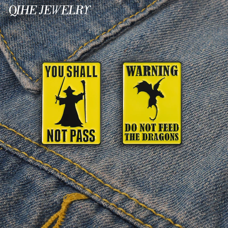 Witch Metal Warn Signs You Shall Not Pass Enamel Pins Custom Punk Gothic Decorative Brooches Backpack Lapel Badges Jewelry Gifts