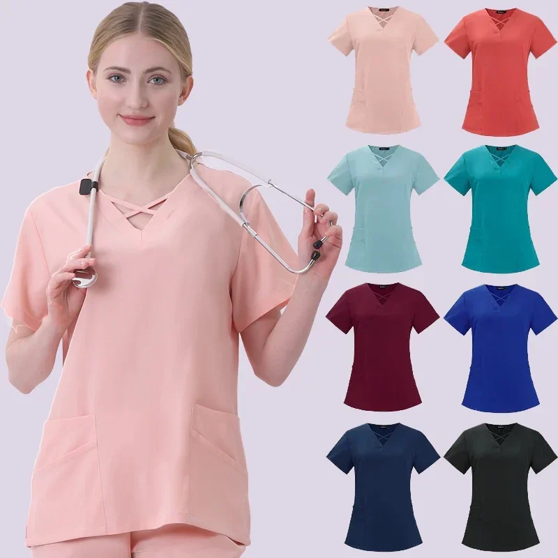 Uniforme médico de Hospital para mujer, conjunto de marca con patrón médico, uniformes médicos de diseñador, clínica Dental, Spa de belleza