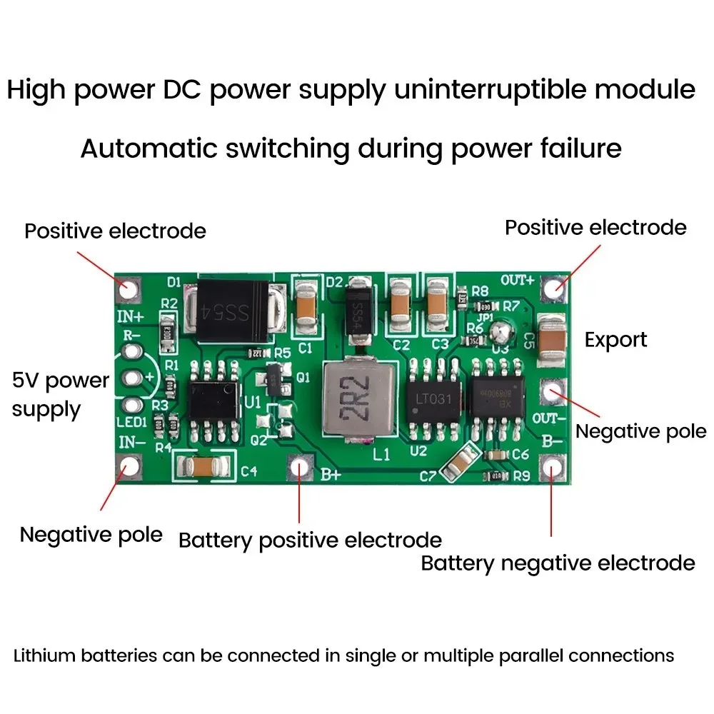 DC UPS 5V 12V 15W Uninterrupted Charging Module 18650 Lithium Battery Boost Step Up Power Supply Voltage Converter Board