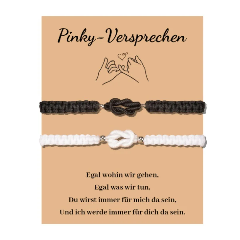 Pinky Promise Forever Love Knot Bracelets Matching Couple Bracelet Anniversary Valentines Gifts for Boyfriend Girlfriend view 6