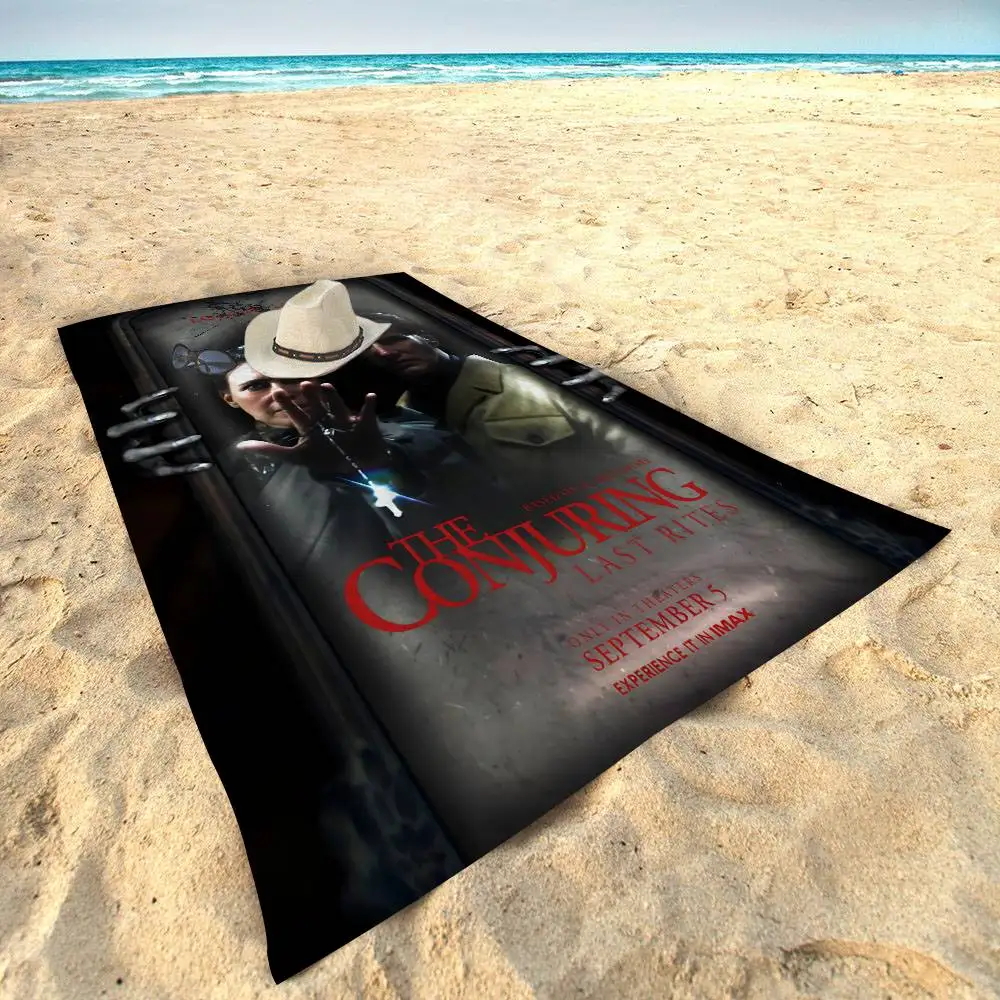 منشفة الشاطئ The Conjuring Last Rites للأطفال، منشفة حمام مخصصة، منشفة حمام السباحة، هدية للإجازات، منشفة نزهة، هدية للحفلات