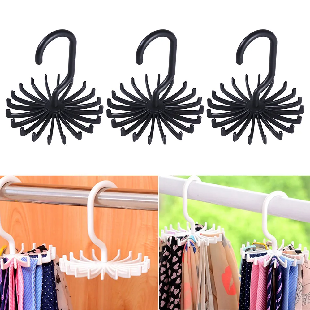 8Pcs Rotating Tie Hanger Racks Black Detachable Non-Slip Neck Tie Organizer Scarf Rack Space Saver Closet Accessory