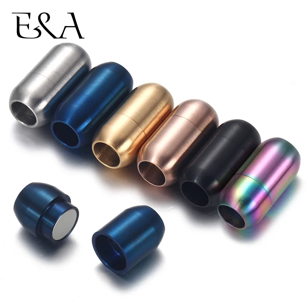 Stainless Steel 3mm-8mm Magnetic Clasps Leather Cord Bracelet Magnet Lace Buckle Necklace DIY Jewelry Making Accessories