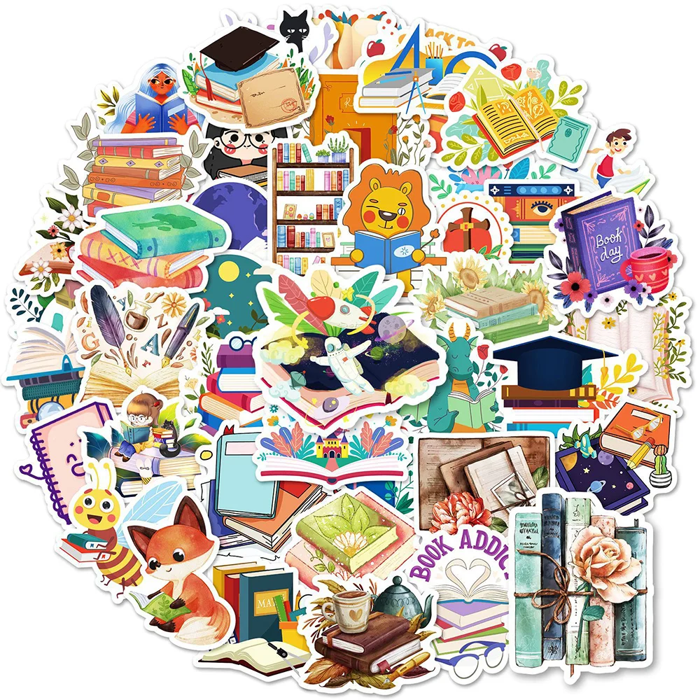 10/30/50pcs Book Reading Graffiti Stickers Cute Cartoon Decal Book Notebook Scrapbook Laptop Luggage Car Stationery Kid Sticker