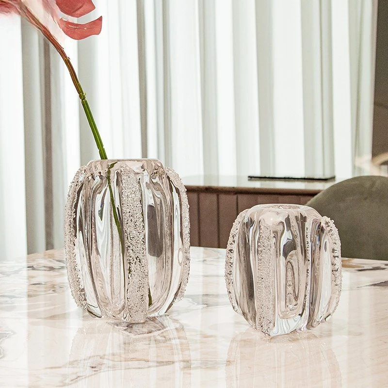 Polar glacier glass vase, transparent crystal dining table decoration