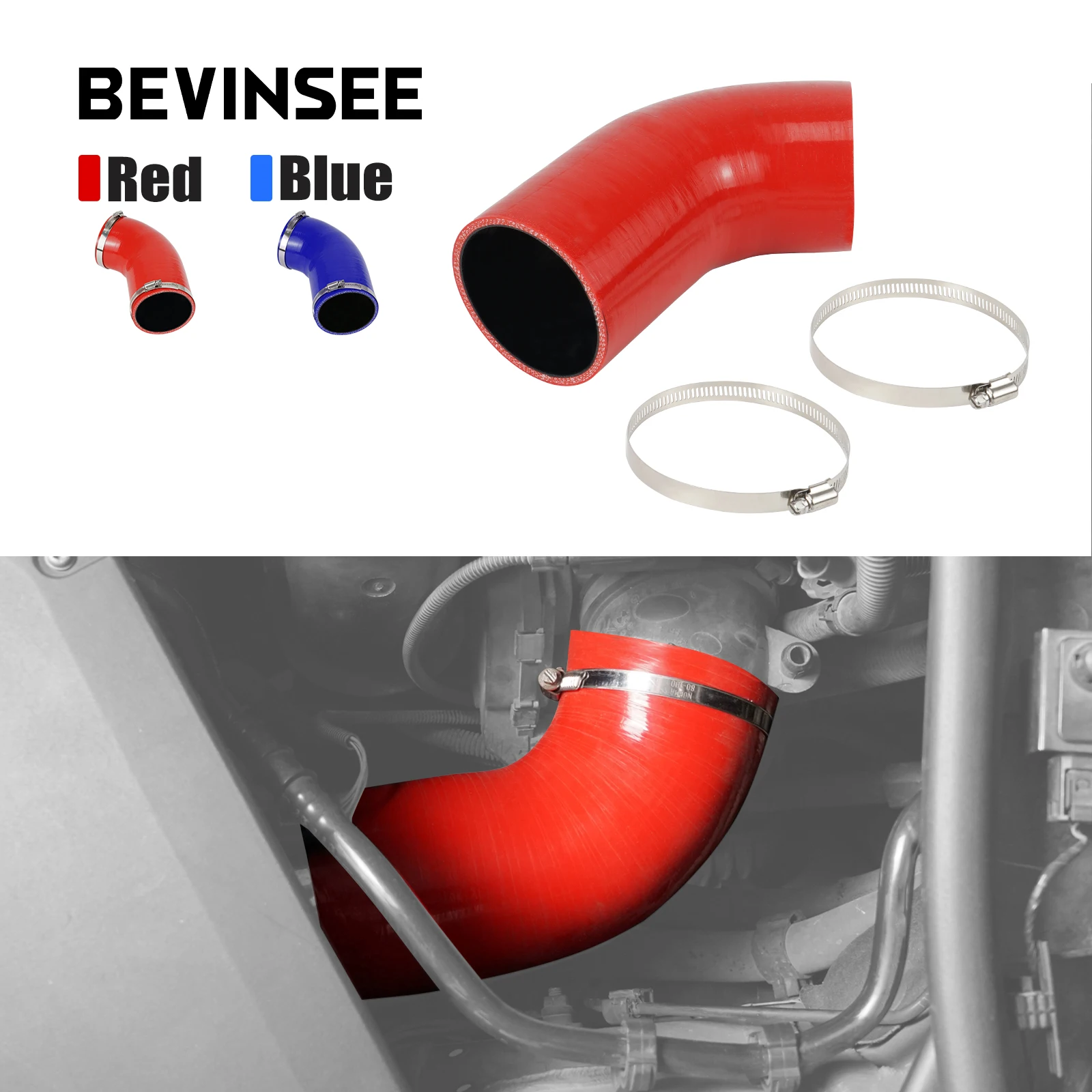 

BEVINSEE Silicone Intake Boot Flexible Tube Kit For BMW N52 Engine E90 E91 E92 E93 E82 E88 X1 E84 Replaces for 13717536004