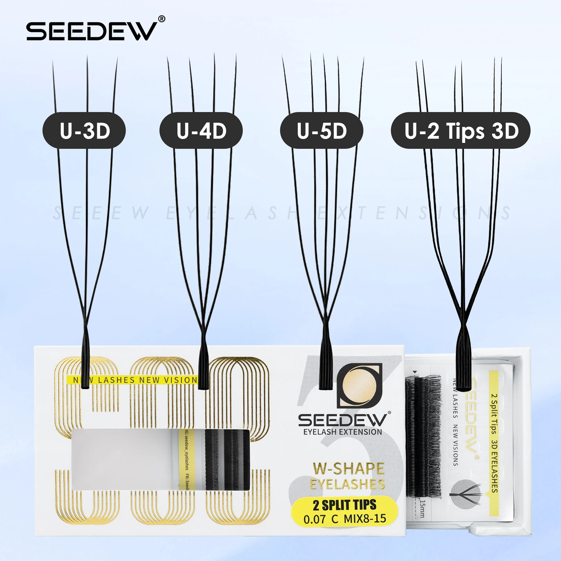 SEEDEW 3D/4D/5D U Shaped Eyelash Extension Premium False Eyelashes Soft Lash Clusters Makeup