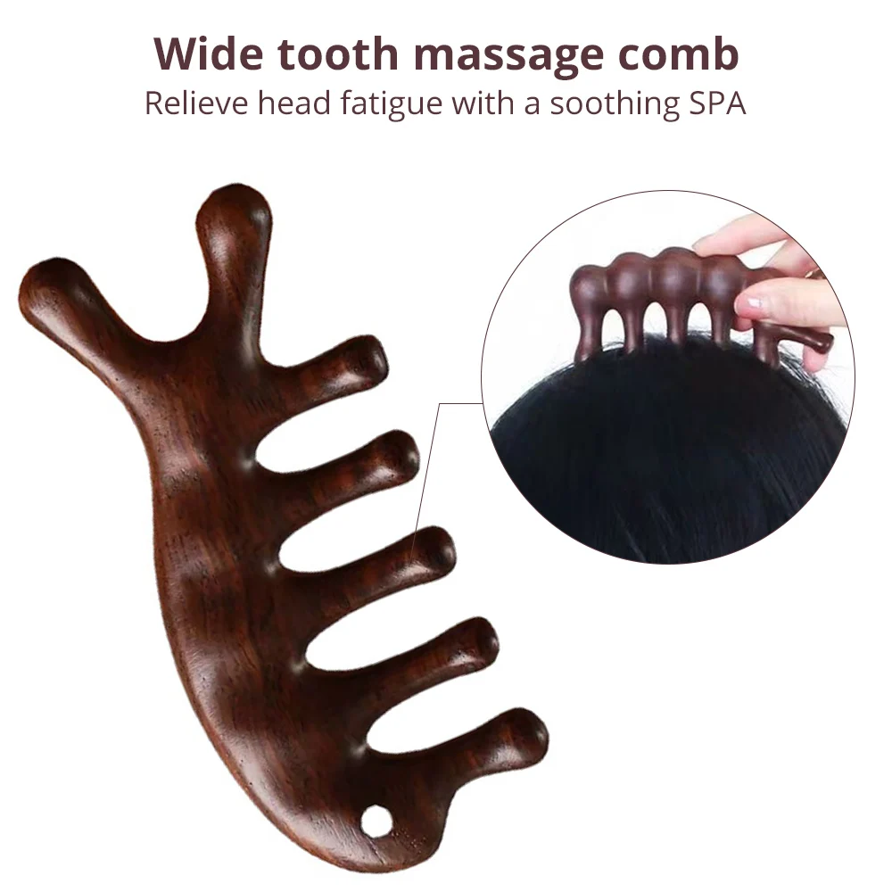 Wood Therapy Massage Comb Head Face Scalp Gua Sha Massager Natural Facial Sandalwood Wide Tooth Guasha Scraping Body Massage-02