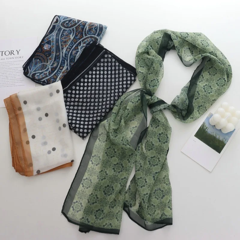 

Thin Women's Regular Floral Jacquard Elegant Silk Scarf Versatile Fashion Neck Protection Sunscreen Decorations Cashew Nut