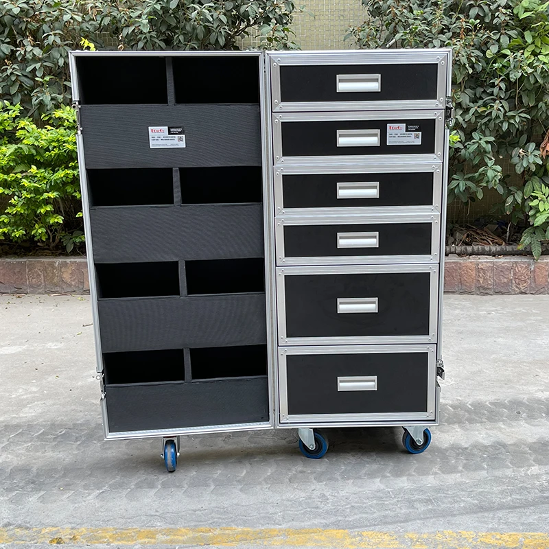 Black Tall 6 Drawers Road Case / Stage Studio Storage Case