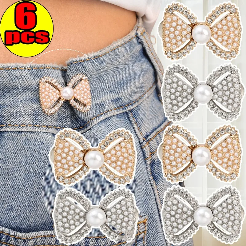 

1/3/6 шт. регулируемая пряжка с жемчужным бантом на талии для брюк, юбок, комплект зажимов для пояса без шитья, модные аксессуары, ювелирные изделия, пряжка ремня
