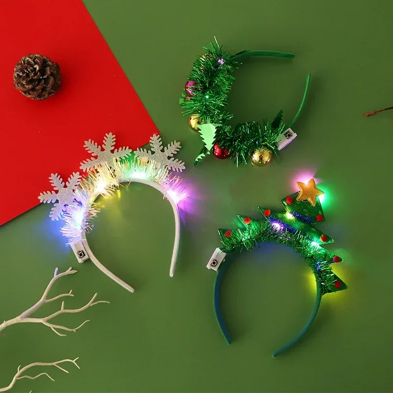 Ilumine acima dos tiaras de natal led rena natal headbands chifres de natal para crianças feminino fontes de festa de natal