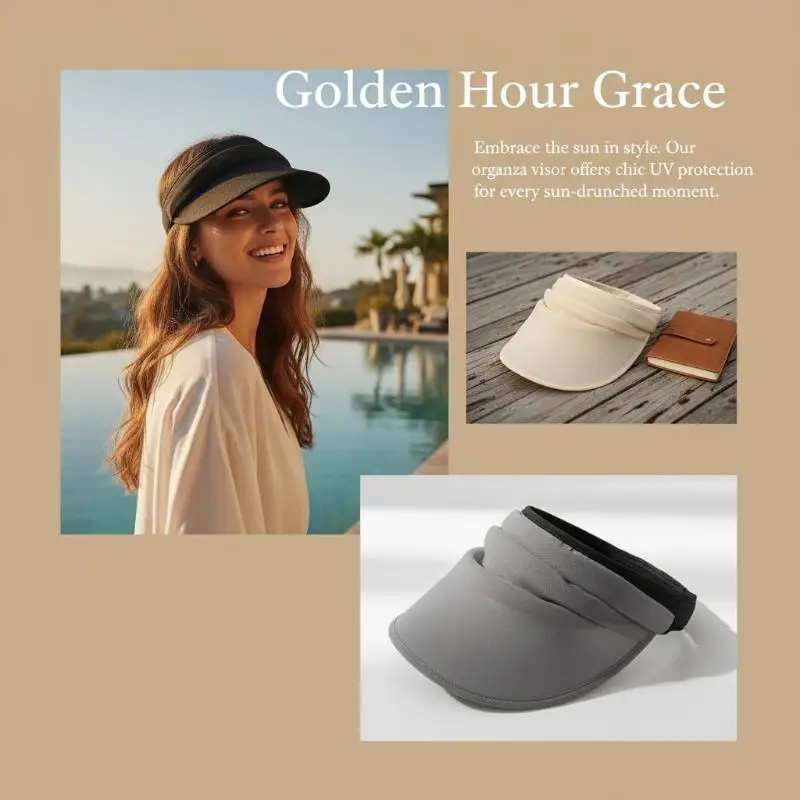 Lightweight Organza Visor Cap Breathable Folding Sunshade Hat Portable Headband For Weekend Vacations