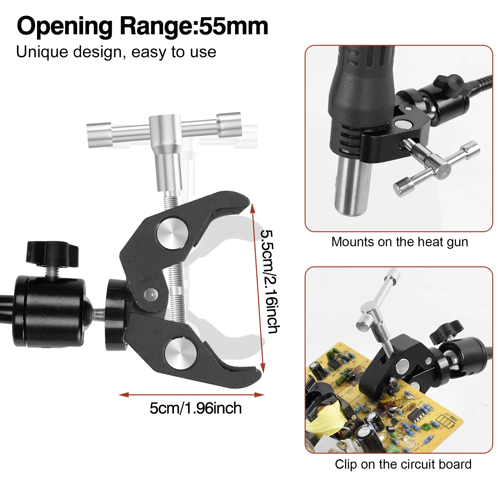 NEWACALOX Base magnetica saldatura flessibile supporto per pistola termica di terza mano Clip di riparazione PCB banco da lavoro per la manutenzione