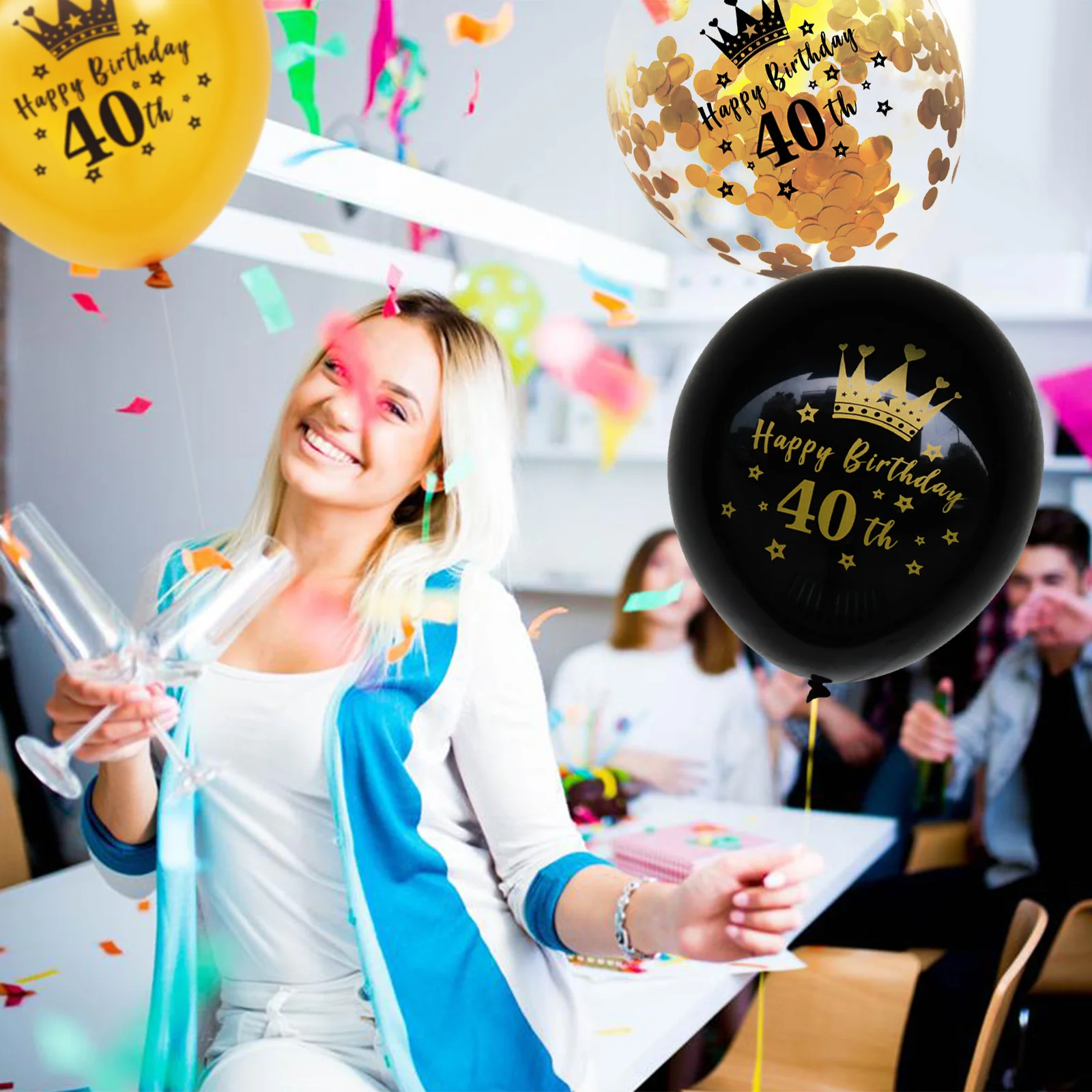 

15pcs Birthday Latex Balloons Number Printing Confetti Set Decorations Reusable Wall Door Window Ceiling Hanging Party