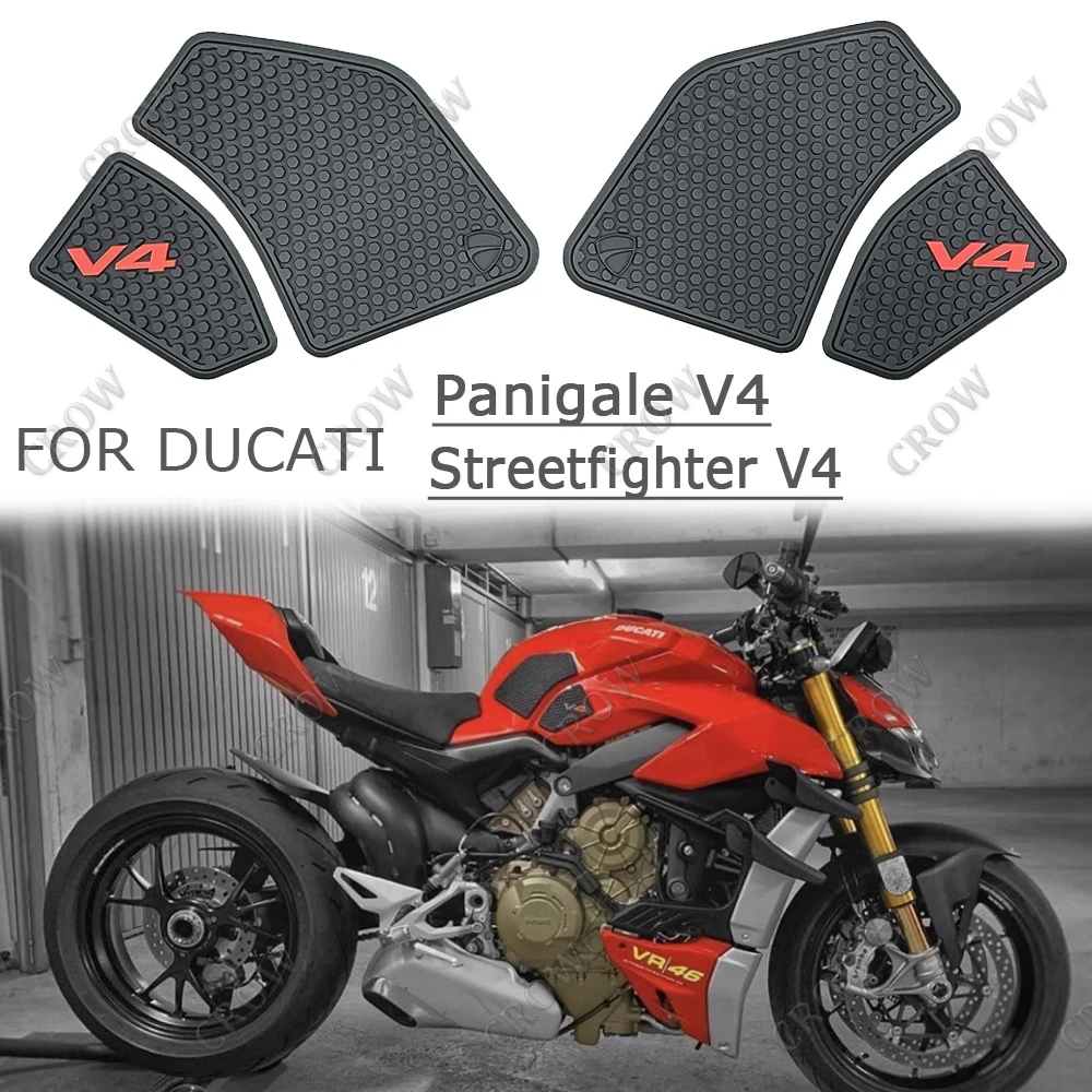 Almofadas de tração do joelho do tanque de combustível, Ducati, V4, Panigale, V4S, Streetfighter, S, 2021, 2020, 2019, 2018