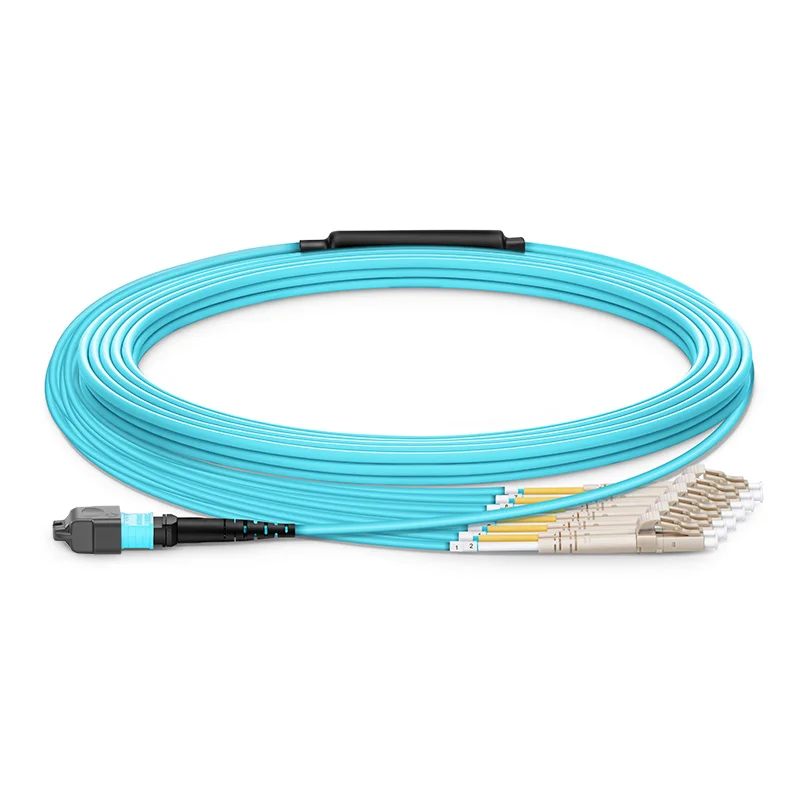 

2025 hot sale OM3 12 Core MTP to LC FTTH Multi-Core Branch Jumper Fiber Optic Patch Cord Fiber Trunk Breakout Cable Aqua For Net