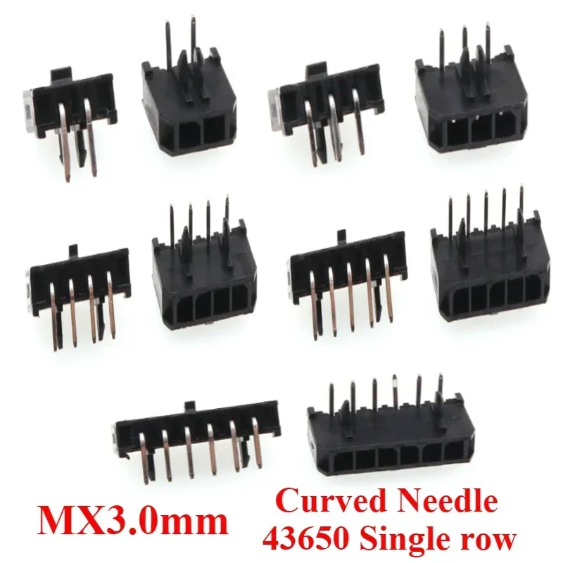 5/10/50Pcs/lot Micro-Fit 3.0 mm Connector Single Row Straight needle Pin Header 2/3/4/5/6 Pin MX3.0 43650 Type Socket mx3.0mm