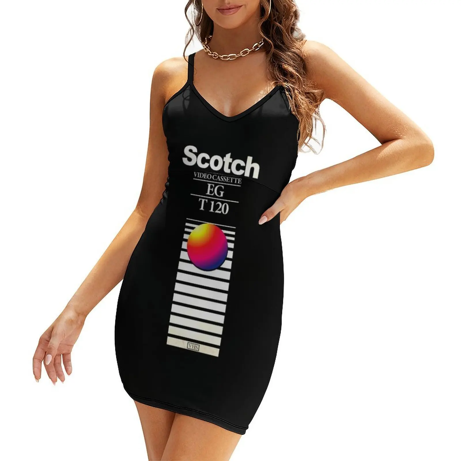 

VHS Tape - Eighties Sling Dress summer women's suit dresses with long sleeves ceremony dresses