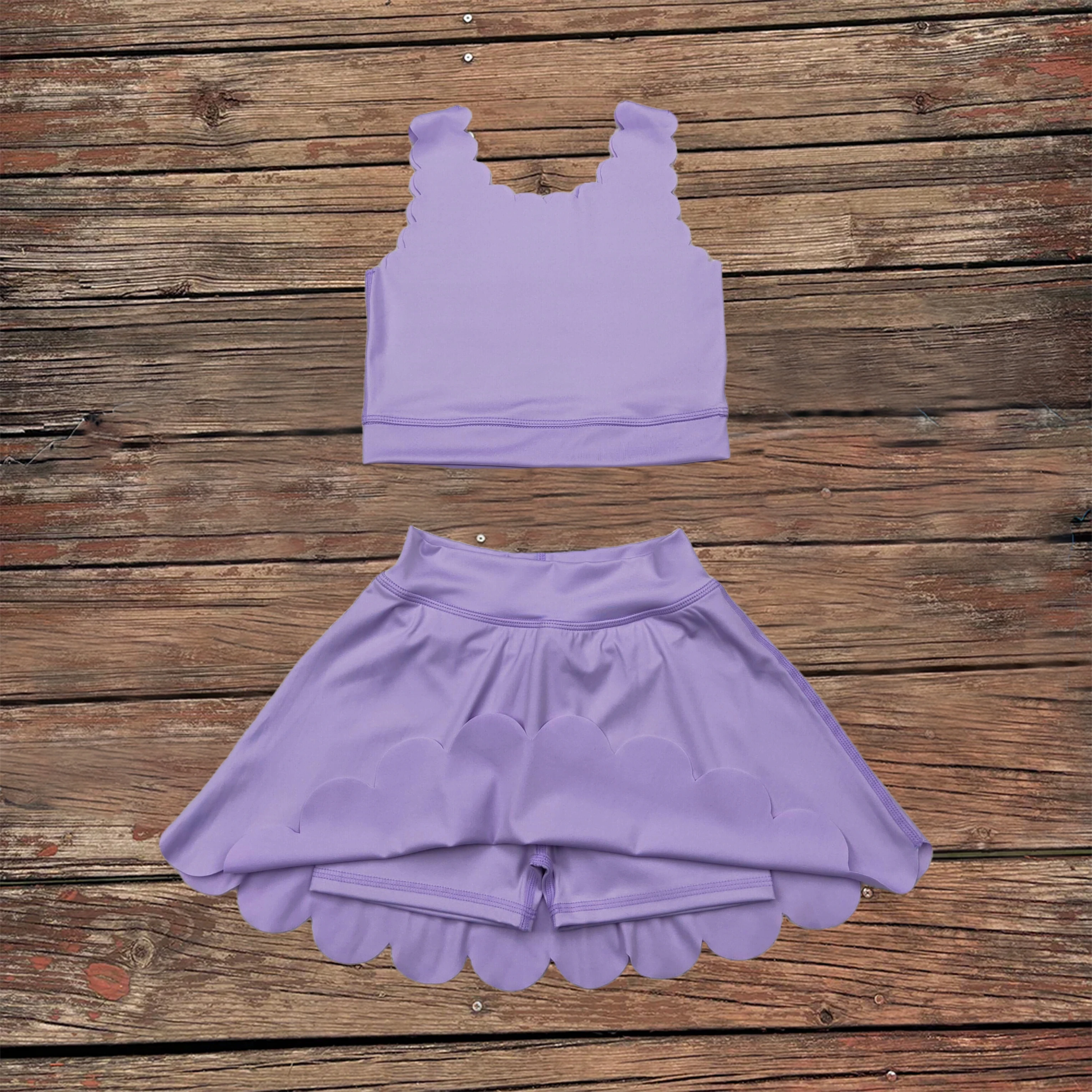 

Wholesale Baby Girls Purple Sleeveless Yoga Vest Skirt Shorts Skort Active Sets Toddler Kids Children Summer Two Pieces Outfits