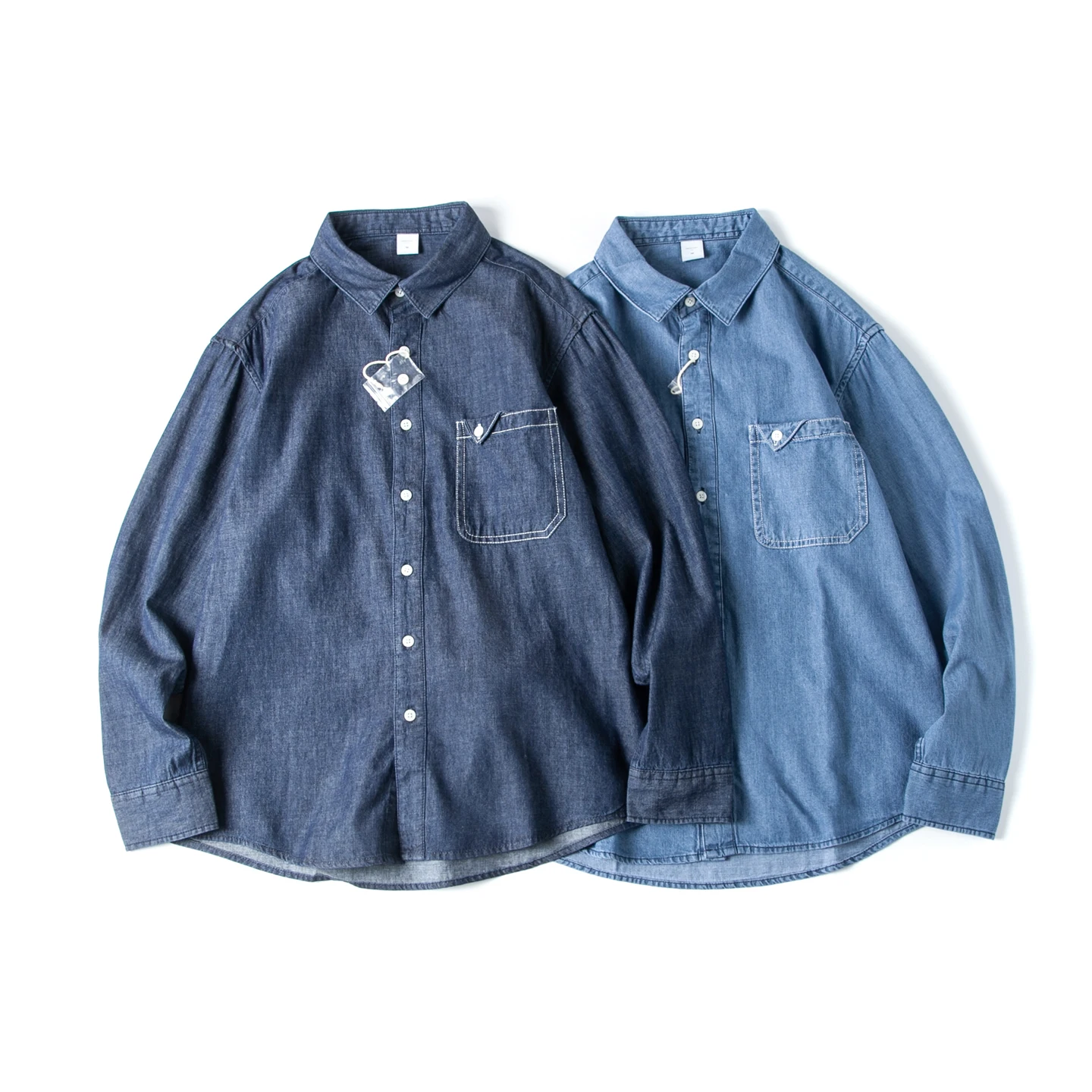 

Retro Japanese Style Men's Denim Shirt Long Sleeve Loose Casual Thin Outerwear Upper Apparel Spring Autumn Season Fashion Brand