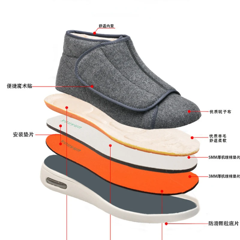 Fashion Winter Velvet Orthopedics Wide Feet Swollen Shoes  Eversion Adjusting Soft Comfortable Diabetic Shoes Walking Shoes