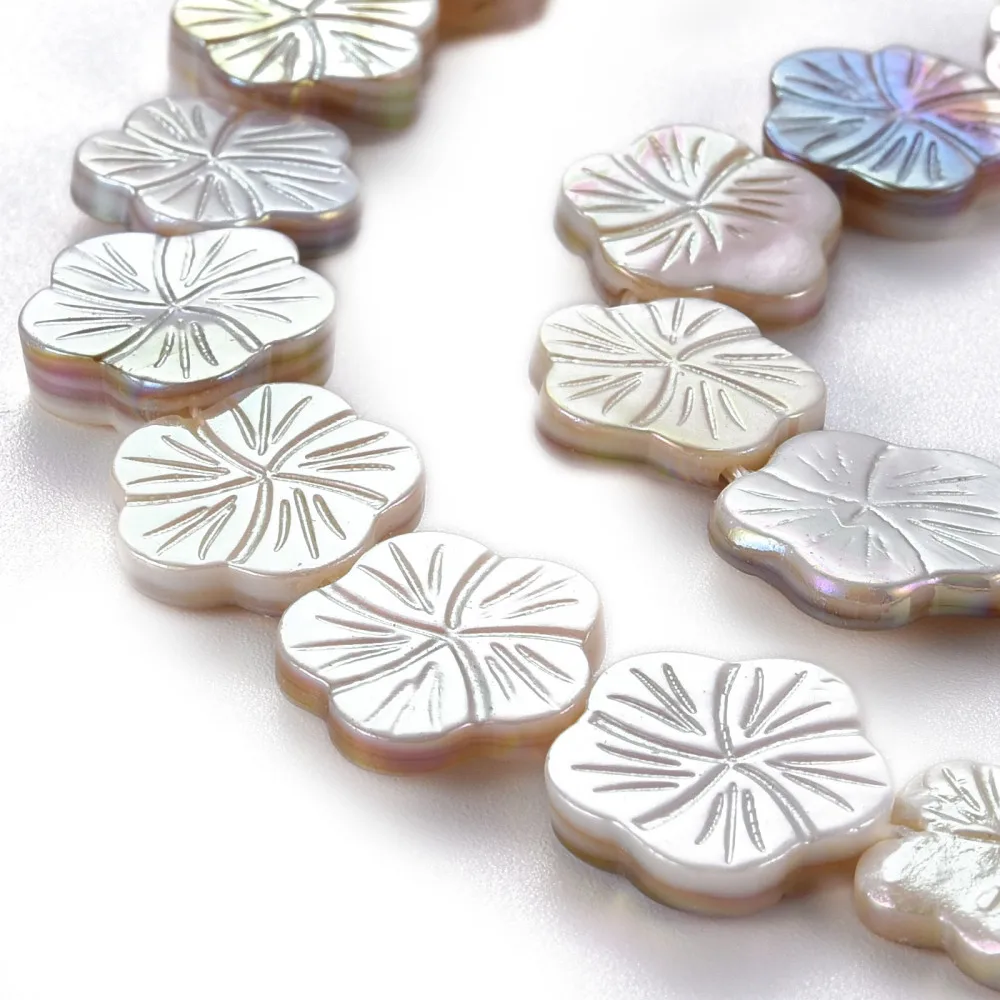 10 Strand Electroplated Natural Freshwater Shell Flower Beads Strands for jewelry making DIY bracelet necklace earring Decor