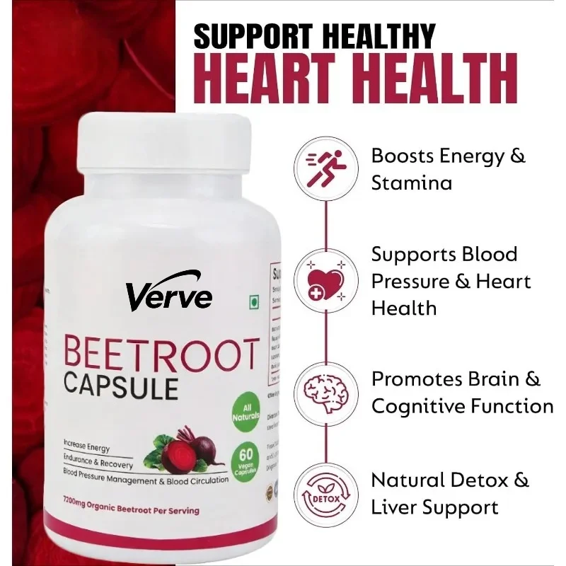 Beetroot Capsules 7200mg, 60 Capsules | Energy Supplement