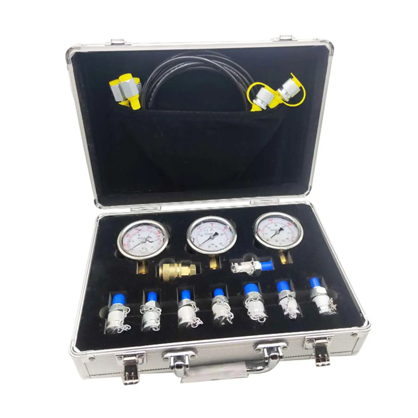 

Hydraulic Pressure Test Kit for Excavator 3 Pressure Gauges with Carrying Case Pressure Gauge Tester Coupling Set Accessory