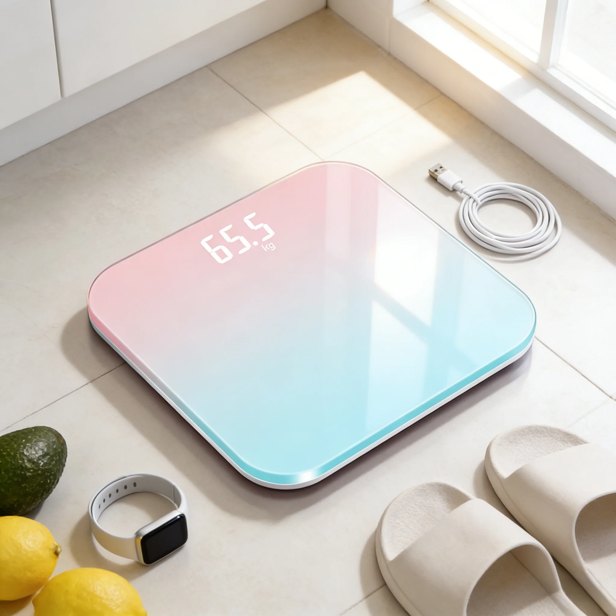 Modern Glass Body Scale Gift - Gradient Color Smart LCD Display, Elegant Bathroom Weight Scale & Unique Health Gift Idea