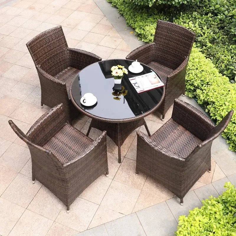 Outdoor five-piece combination leisure simple balcony three-piece outdoor courtyard rattan table and chair