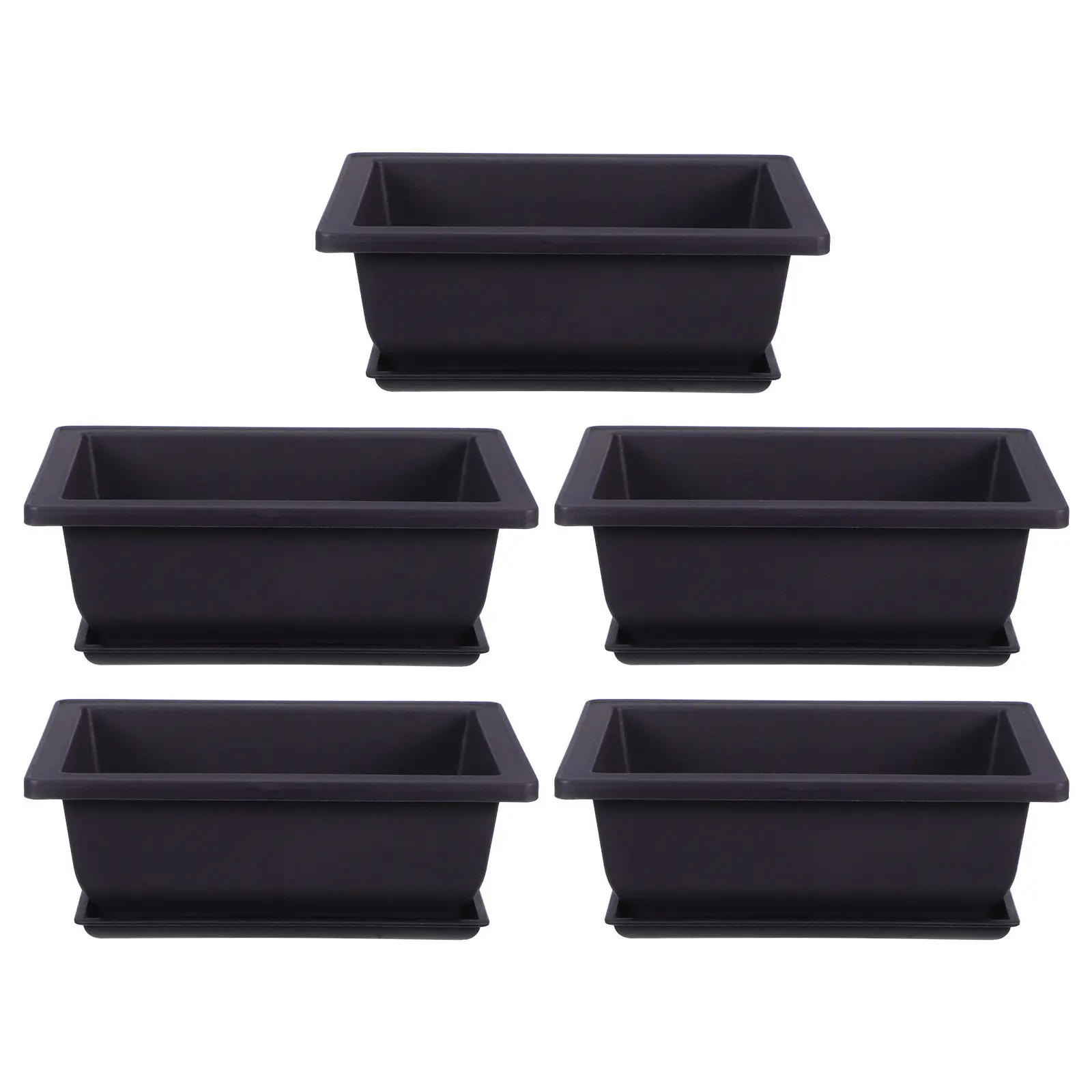 5Pcs Vintage Deep Brown Plastic Planter Pot Rectangular Succulent Flower Pot Compact Mini Rectangle Planter for Home Balcony