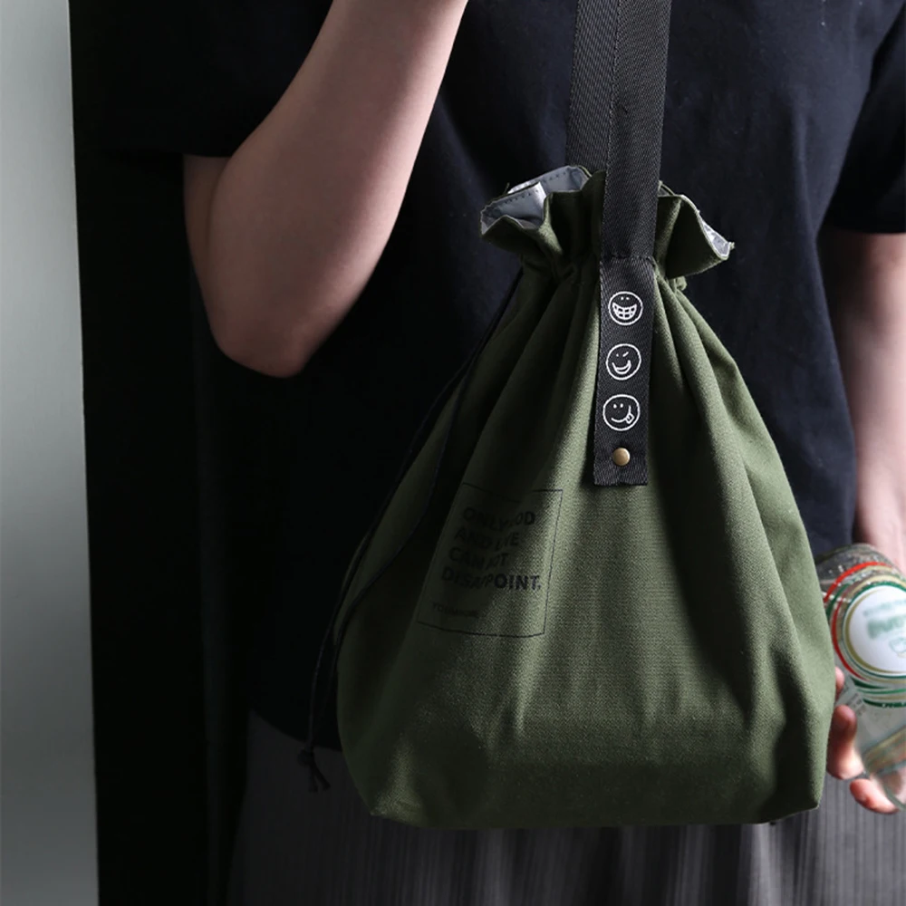 Minimalist Strap Insulation Meal Bag Japanese Cotton And Hemp Industrial Wind Canvas Picnic Bento Bag