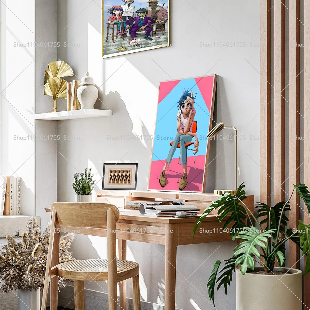1PC Band Gorillaz Poster Self-adhesive Art Waterproof Paper Sticker Coffee House Bar Room Wall Decor