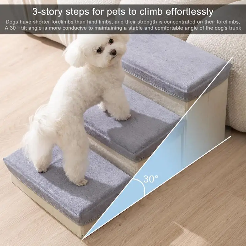 Pet Dog House Dog Stairs Pet 3 Steps Stairs For Small Dog Cat Pet Ramp Ladder Anti-slip Removable Dogs Bed Stairs Pet Supplies