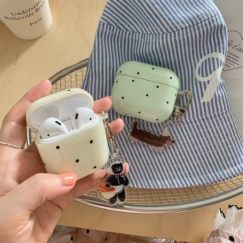 Funda de auriculares verde menta para AirPods 1, 2, 3, funda protectora para Airpod Pro 2, funda bonita con cadena colgante de gato y perro, caja blanda, nuevo