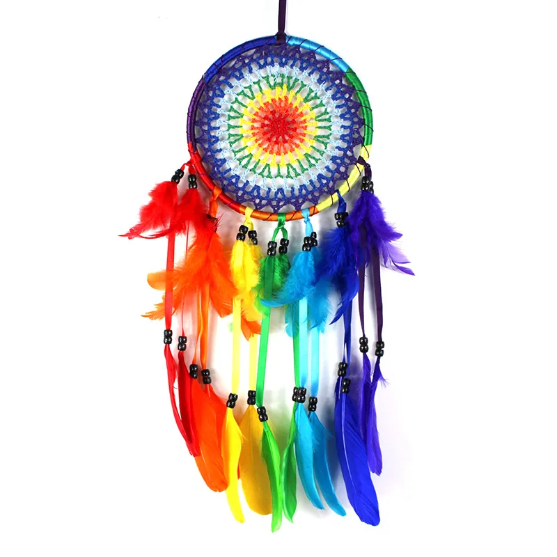 Creative Dream Catcher Wind Chime Hand-woven Feather Bedroom Hanging Ornaments Christmas Birthday Gifts Home Decoration Crafts