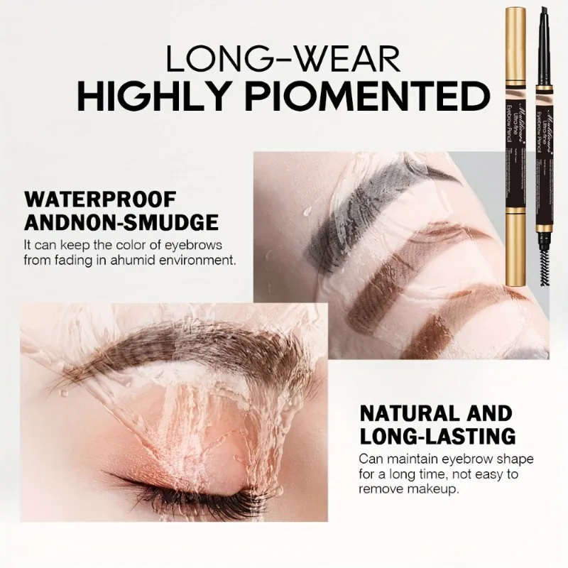 Muliliours 2-in-1 デュアルエンドアイブロウペンシル 防水長持ちアイメイクアップ イージーグライドアイブロウペンシル 5 色オプション付き