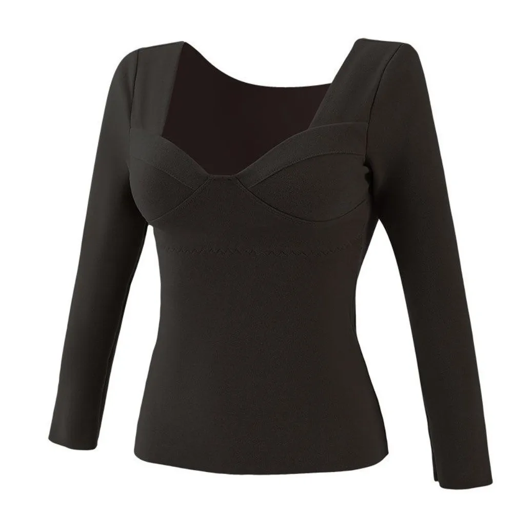 

V Neck Women Thermal Clothes Solid Color Velvet Fleece Thermal Underwear Invisible Lingerie Warmth Long Tops Undershirt