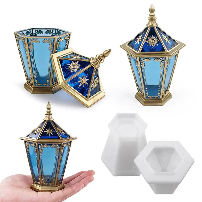 Functional Silicone Mold with Lid for Designing DIY Lighthouse Epoxy Resin Star Moon Decor