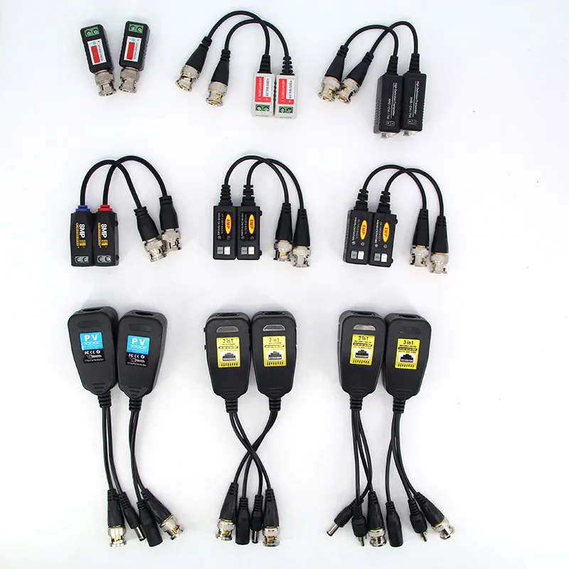 BNC 케이블 전원 공급 케이블 커넥터 트위스트 AHD CVI TVI CCTV 카메라 J, 1080P, 5, 8MP, 4K 패시브 RJ45 1CH 비디오 발룬, 2 인 1