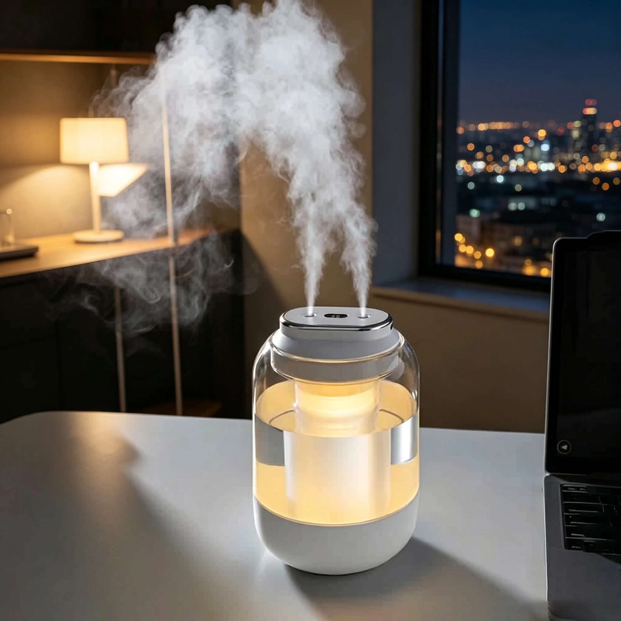 double spray humidifier mute household office small night light digital display large spray humidifier