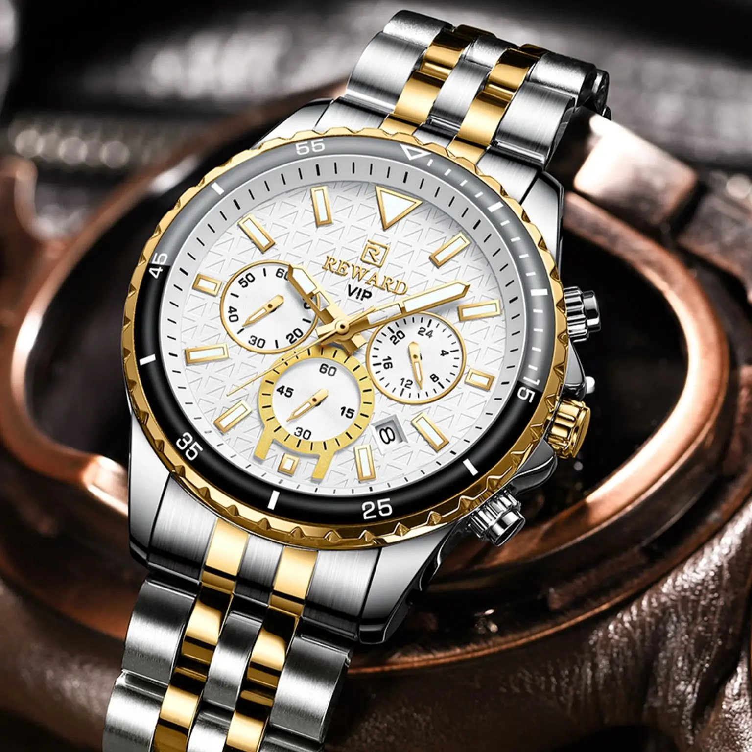 New REWARD Business Quartz Watch Men Multi-functional Waterproof Wristwatch High Quality Gift for Male