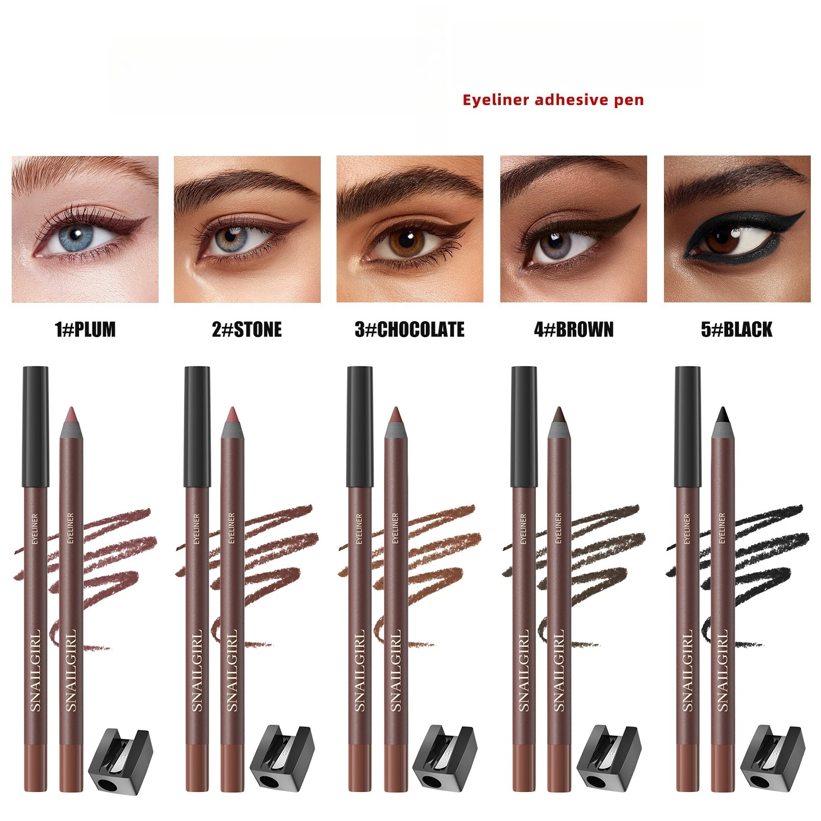 Matita per sopracciglia Penna per trucco occhi professionale impermeabile per donna Finitura opaca Impermeabile a lunga durata e a prova di sbavature