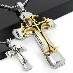 Fashion Personality man Cross Necklace gold plated cross jewelry Christianity Pendant necklaces for men party anniversary gift