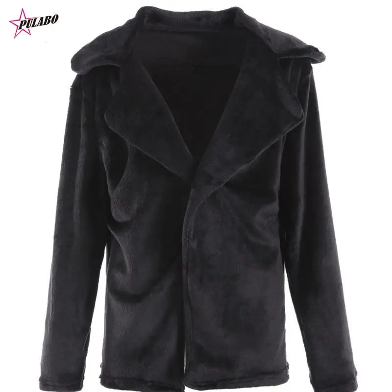 PULABO Winter Women High Quality Faux Rabbit Fur Coat Luxury Fur Coat Loose Lapel OverCoat Thick Warm Female Plush Coats